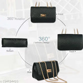 Stylish PU box sling bag with chain strap for women and girls, animal net pattern, free size